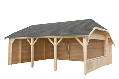 Interflex Wolfskapschuur WKS1 645x535 cm- Wolfskap- Onbehandeld vurenhout- Interflex