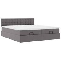 Ottoman bed met matrassen 200x200cm kunstleer grijs - thumbnail
