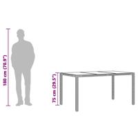 Tuintafel met glazen blad 150x90x75 cm poly rattan grijs - thumbnail