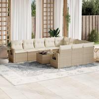 11-delige Tuinset met kussens poly rattan beige - thumbnail