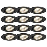 QAZQA Set van 12 inbouwspots zwart kantelbaar - Cisco - thumbnail