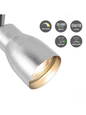 Moderne LED Opbouwspot Alba - Geborsteld staal - 81/9/17cm - Dimbaar - plafonniere gemaakt van metaal - inclusief LED lichtbron - GU10 fitting - 5W - 390lm - 3000K - warm wit licht