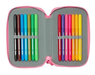 Dubbele etui Moos Flores Multicolour 12.5 x 19.5 x 4 cm 28 Onderdelen