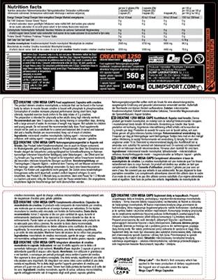 Creatine Mega Caps 1250 | Olimp Supplements | 400ct - thumbnail