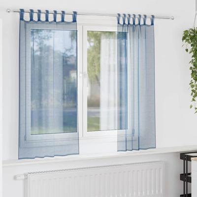 VidaXL Gordijnen voile met lussen 2 st 140x175 cm koningsblauw VidaXL Gordijnen voile met lussen 2 st 140x175 cm koningsblauw