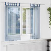VidaXL Gordijnen voile met lussen 2 st 140x175 cm koningsblauw - thumbnail