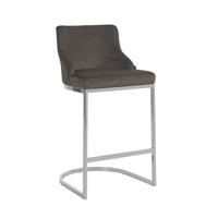 Richmond Barstoel 'Bolton' Velvet, kleur Stone / Zilver (zithoogte 75cm) - thumbnail