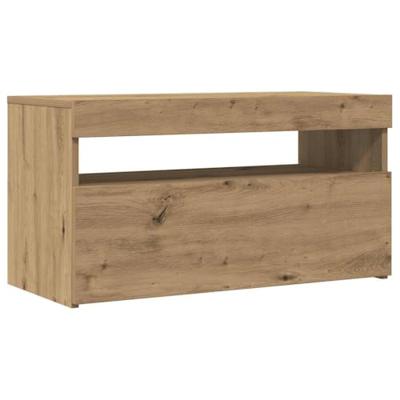 Tv-meubel met LED 75x35x40 cm bewerkt hout artisanaal eiken