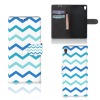 Sony Xperia XA Ultra Telefoon Hoesje Zigzag Blauw - thumbnail