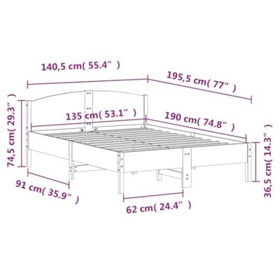 Bedframe zonder matras massief grenenhout wasbruin 135x190 cm
