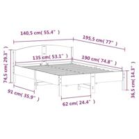 Bedframe zonder matras massief grenenhout wasbruin 135x190 cm - thumbnail