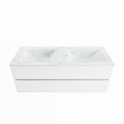MONDIAZ VICA-DLUX 130cm badmeubel onderkast Talc 2 lades. Inbouw wastafel CLOUD dubbel 2 kraangaten, kleur Opalo. MONDIAZ VICA-DLUX 130cm badmeubel onderkast Talc 2 lades. Inbouw wastafel CLOUD dubbel 2 kraangaten, kleur Opalo.