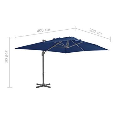 VidaXL Zweefparasol met aluminium paal 4x3 m azuurblauw