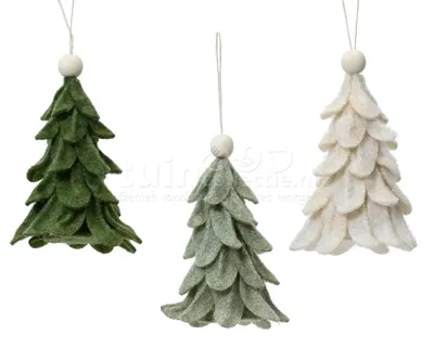 Kerstornament Kerstboom Vilt Assorti 1st