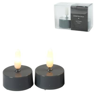 Countryfield led theelicht elegance vlameffect grijs 5 cm set van 2 | 24 stuks