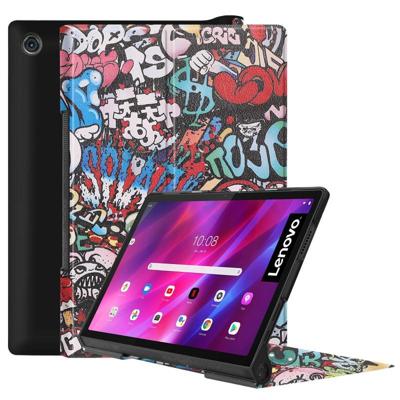 Voor Lenovo Yoga Tab 11 Custer Textuur Gekleurde Tekening Patroon Horizontale Flip PU Lederen Case met Houder & Sleep / Wake-Up-functie (Graffiti)
