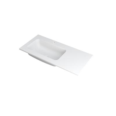 INK Faktor Wastafel Polystone Links met 1 Kraangat - 1000x450x15 mm - Mat Wit