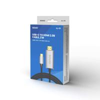 USB-C naar HDMI 2.0B kabel, 2m, zilver/zwart, gouden tips, SAVIO CL-171 - thumbnail