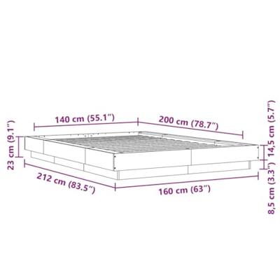 Bedframe bewerkt hout betongrijs 140x200 cm