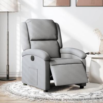 Fauteuil elektrisch verstelbaar stof lichtgrijs