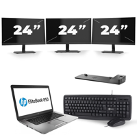 HP EliteBook 850 G2 - Intel Core i7-5e Generatie - 15 inch - 8GB RAM - 256GB SSD - Windows 11 + 3x 24 inch Monitor - thumbnail