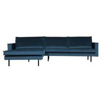 WOOOD Loungebank 'Rodeo' Links, Velvet, kleur Blauw - thumbnail