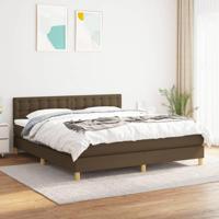 Boxspring met matras stof donkerbruin 180x200 cm - thumbnail