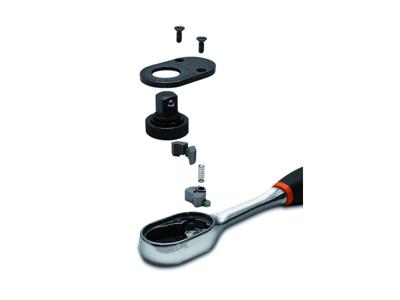 Bahco omschakelbare ratel 1/4" met peervormige kop, 72 tanden en actiehoek van 5°, 120 mm - 6950