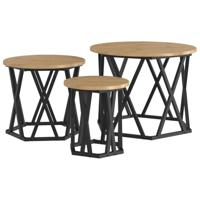 Nestbare Bijzettafel 3 pcs artisanaal eikenkleurig - thumbnail