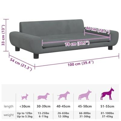 VidaXL Hondenmand 100x54x33 cm fluweel donkergrijs VidaXL Hondenmand 100x54x33 cm fluweel donkergrijs