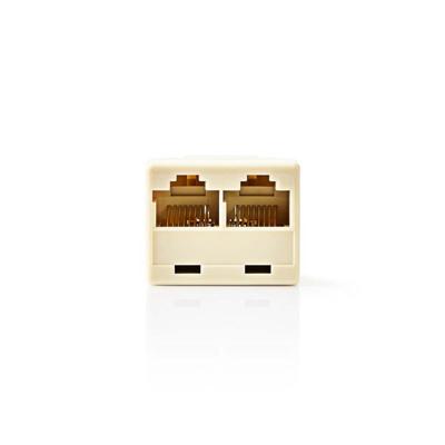 Nedis CTGB90991IY Telecom-netwerksplitter Rj45 Female 2x Rj45 Female Vernikkeld Ivoor Pvc Doos