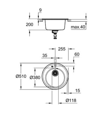 Wastafel met Eén Spoelbak Grohe K200 - thumbnail