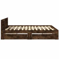 Bedframe met hoofdeinde bewerkt hout gerookt eiken 200x200 cm - thumbnail