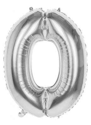 Boland Folie ballon nummer '0' zilver 86cm