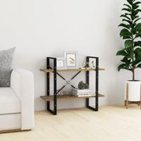 Boekenkast met 2 schappen 80x30x70 cm massief grenenhout bruin - thumbnail