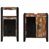 Badkamermeubelset met plank 2 pcs Bruin massief gerecycled hout - thumbnail