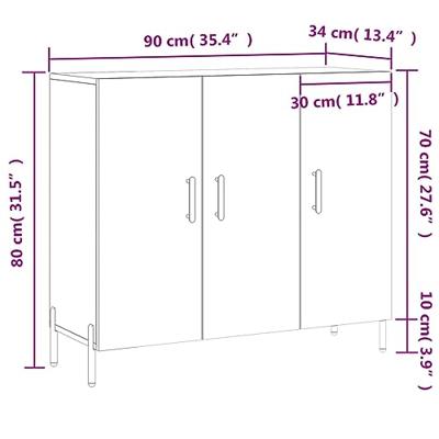 Dressoir 90x34x80 cm bewerkt hout wit