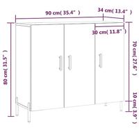 Dressoir 90x34x80 cm bewerkt hout wit - thumbnail