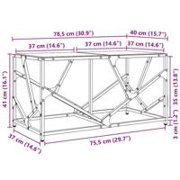 Salontafel met zwart glazen blad 78,5x40x41 cm staal - thumbnail