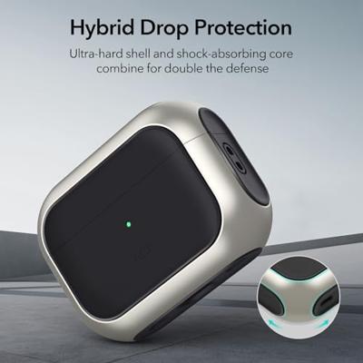 ESR voor Airpods Pro 2 hoesje, Airpods Pro hoes ontworpen voor MagSafe, Orbit Hybrid Cover met HaloLock compatibel met AirPods Pro (2023/2022/2019,2e/1e generatie), hybride valbescherming, zilver