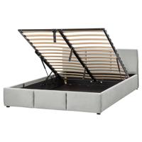 Beliani-BOUSSE-Tweepersoons boxspring-Lichtgrijs-160 x 200 cm-Fluweel - thumbnail