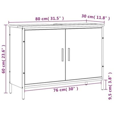 Wastafelkast 80x30x60 cm bewerkt hout zwart Wastafelkast 80x30x60 cm bewerkt hout zwart