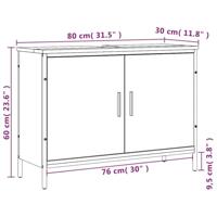 Wastafelkast 80x30x60 cm bewerkt hout zwart - thumbnail
