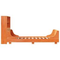 Bed met boekenkast zonder matras massief hout wasbruin 75x190cm - thumbnail