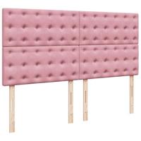 Boxspring met matras fluweel roze 200x200 cm - thumbnail