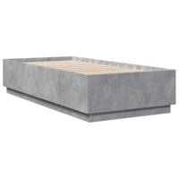 Bedframe bewerkt hout betongrijs 90x200 cm - thumbnail