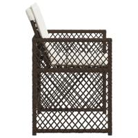 Tuinstoelen 4 st met kussens poly rattan bruin - thumbnail