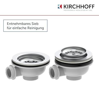 Kirchhoff Kunststof korfventiel, 1 1/2" ET, RVS ventielbeker & zeef Ø114 mm, met 1" overloopaansluiting - 98835340 Kirchhoff Kunststof korfventiel, 1 1/2" ET, RVS ventielbeker & zeef Ø114 mm, met 1" overloopaansluiting - 98835340