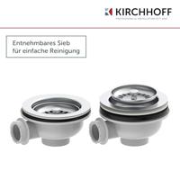 Kirchhoff Kunststof korfventiel, 1 1/2" ET, RVS ventielbeker & zeef Ø114 mm, met 1" overloopaansluiting - 98835340 - thumbnail
