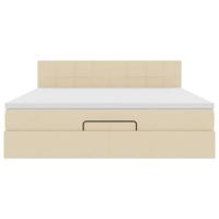 Ottoman bed met matras en LED's 100x200 cm stof crèmekleurig - thumbnail